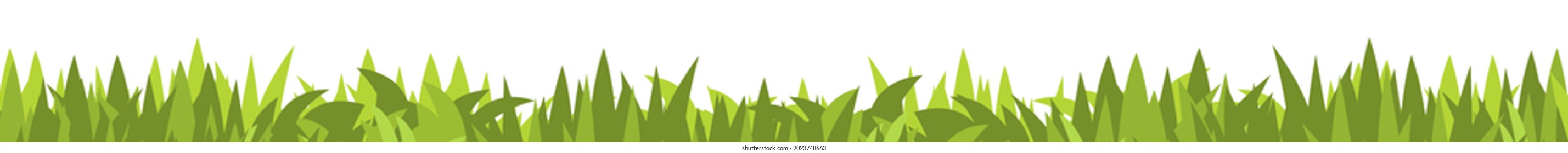 Lawn. illustration. Grass close-up. Green summer landscape. Rural pasture meadow. Cartoon style. Flat design. Isolated on white background. Vector art.