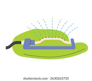 irrigação do gramado balançando sprinkler- ilustração vetorial