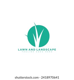 Lawn logo vector icon illustration of lawn care landscape grass and leaf concept logo design template