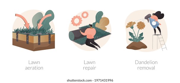 Lawn maintenance abstract concept vector illustrations.