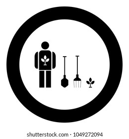 Lawn maintenance  icon black color in circle