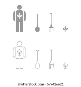 Lawn maintenance  set  icon .