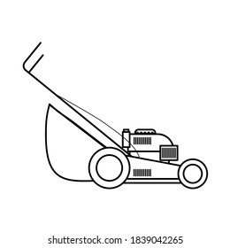 Lawn Mover Gardening Tool Line Style Icon Vector Illustration Design