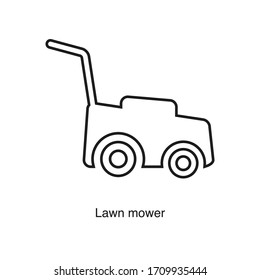 Lawn Mover Icon Vector On White Background. Black Icon Illustration