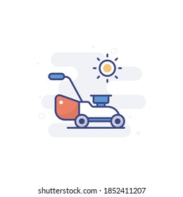 Lawn Mover Illustration Style Vector Icon.