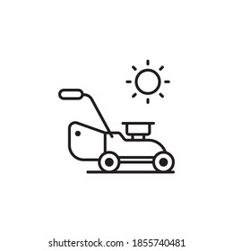 Lawn Mover Outline Icon Style Illustration. EPS 10 File