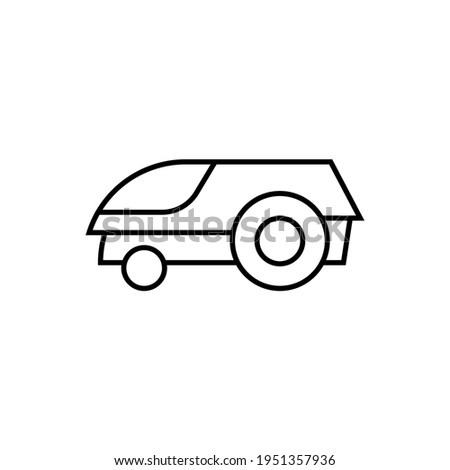 lawn mover robot icon in flat black line style, isolated on white background 