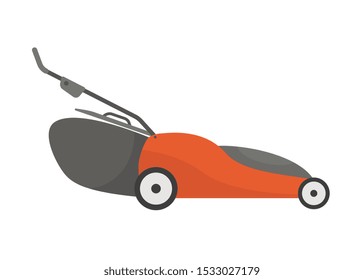 Lawn mover. Vector illustration. Mowed grass. Lawn mover cutting.