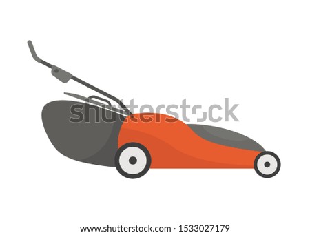 Lawn mover. Vector illustration. Mowed grass. Lawn mover cutting.