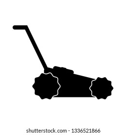 Lawn mower black on a white background, a selected object, vector