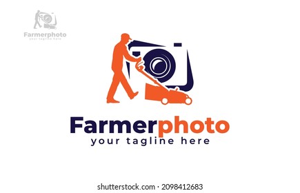 Lawn mower camera logo design. vector