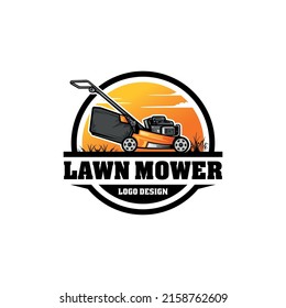 lawn mower, lawn care illustration logo vector