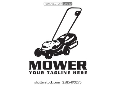 lawn mower - lawn care isolated vector logo illustration