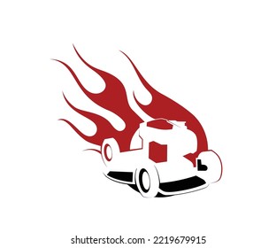 diseño del logotipo del incendio de la cortadora de césped