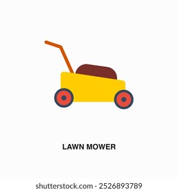 Icono o logotipo de color plano de Lawn Mower. Símbolo o signo en el tema de servicios de reparación y mantenimiento de la casa. Ilustración vectorial editable.