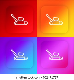 Lawn mower four color gradient app icon set