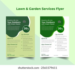 Lawn Mower Garden Flyer Template, Business Flyer poster pamphlet brochure cover design layout background, Tree and gardening service poster leaflet design cleaning agriculture