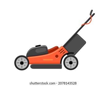 Lawn mower. Garden grass cutter. Vector flat illustration