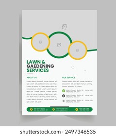  Lawn Mower Garden or Landscaping Agricultural service Design, trifold brochure design template layout vector