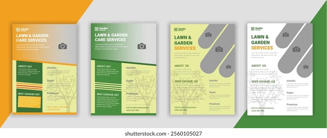 Lawn Mower Garden or Landscaping Agricultural service Design, trifold brochure design template layout vector