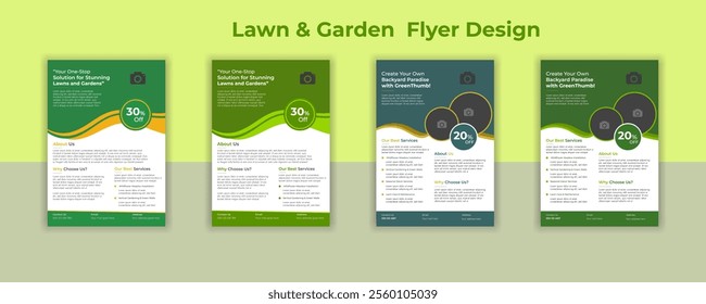 Lawn Mower Garden or Landscaping Agricultural service Design, trifold brochure design template layout vector