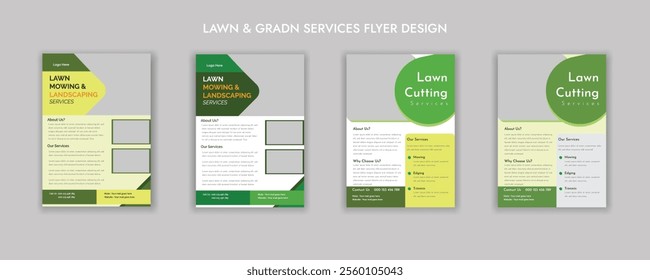 Lawn Mower Garden or Landscaping Agricultural service Design, trifold brochure design template layout vector