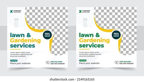 Lawn Mower Garden or Landscaping Service Social Media Post and Web Banner Template design. Lawn Mower Garden or Landscaping Service Social Media Post and Web Banner Template. Mowing poster design