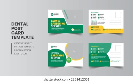  Lawn Mower Garden or Landscaping Service Postcard Template