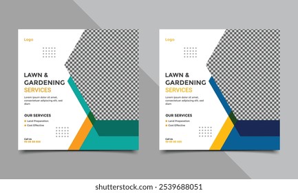 Lawn Mower Garden or Landscaping Service Social Media design.