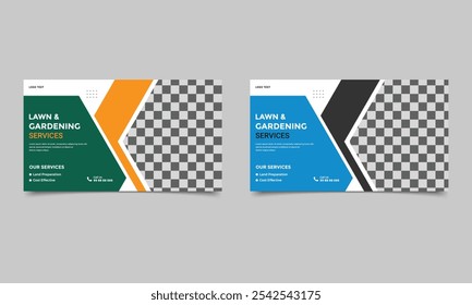 Lawn Mower Garden or Landscaping Service web banner design.