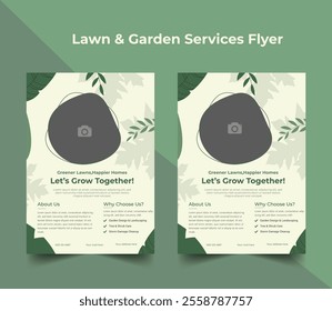 Lawn Mower Garden or Landscaping Service Flyer Template, Business Flyer poster pamphlet brochure cover design layout background, Tree and gardening service poster leaflet design clean up cutting flyer