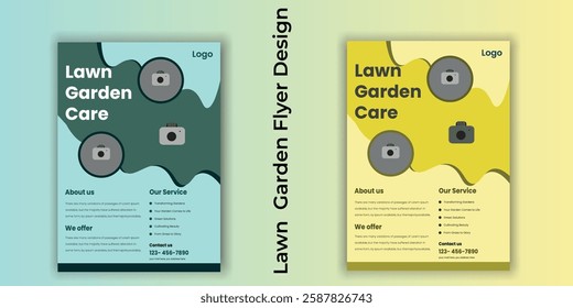 Lawn Mower Garden or Landscaping Service Postcard Template. Postcard Design, Event Card Design, Direct Mail Template, Invitation