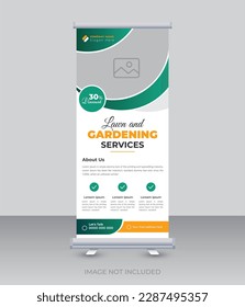 Lawn mower garden service rack card or roll up banner template design