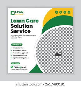 Lawn mower or gardening service social media post design and  web banner template, Agriculture farming online post square banner design template