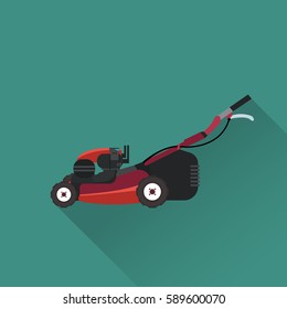 lawn mower in green background