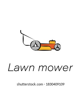 lawn mower hand draw icon. Element of farming illustration icons. Signs and symbols can be used for web, logo, mobile app, UI, UX