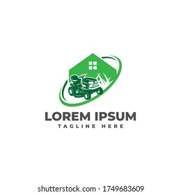 Lawn Mower Home Logo Vector Icon Illustration