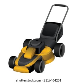 Lawn mower icon cartoon vector. Grass tractor. Garden machine