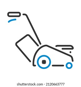 Lawn Mower Icon. Editable Bold Outline With Color Fill Design. Vector Illustration.