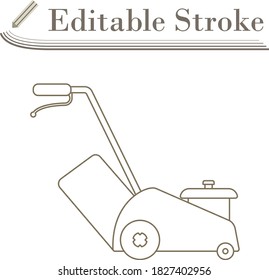 Lawn Mower Icon. Editable Stroke Simple Design. Vector Illustration.