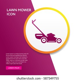 Lawn Mower Icon. Flat Isolated Graphic Vector Info Board