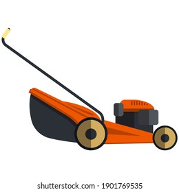 Icono de cortadora de césped, ilustración vectorial plana aislada en fondo blanco. Cortador de hierbas. Equipamiento de jardinería.