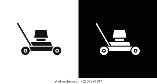 Lawn mower icon Flat vector set outline