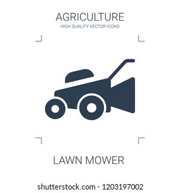 lawn mower icon. high quality filled lawn mower icon on white background. from agriculture collection flat trendy vector lawn mower symbol. use for web and mobile