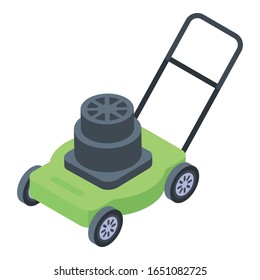 Lawn Mower Icon. Isometric Of Lawn Mower Vector Icon For Web Design Isolated On White Background