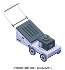 Lawn mower icon. Isometric of lawn mower vector icon for web design isolated on white background