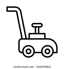 Lawn Mower Icon. Line Art Style Design Isolated On White Background