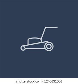Lawn mower icon. Lawn mower linear design concept from Agriculture, Farming and Gardening collection. Simple element vector illustration on dark blue background.