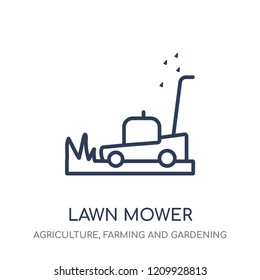 Lawn mower icon. Lawn mower linear symbol design from Agriculture, Farming and Gardening collection. Simple outline element vector illustration on white background.
