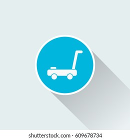 Lawn mower icon with long shadow